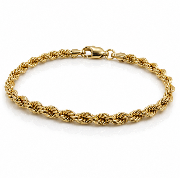9ct Yellow Gold 6mm Rope Bracelet – Hollow Design