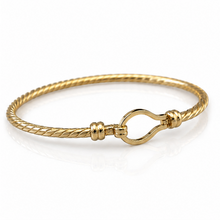 9ct Yellow Gold Plain Twisted Hook Bangle – 12.4g