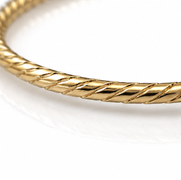 9ct Yellow Gold Plain Twisted Hook Bangle – 12.4g