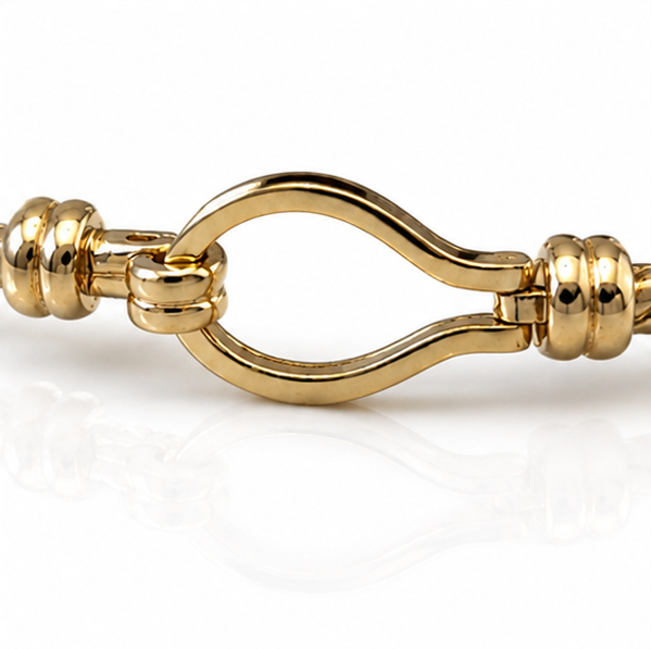 9ct Yellow Gold Plain Twisted Hook Bangle – 12.4g