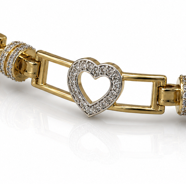 9ct Yellow Gold Twisted Heart Hook Bangle – Solid 13.8g