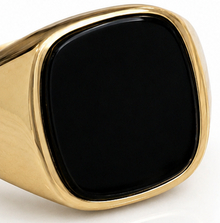 Heavy 9ct Yellow Gold Black Onyx Signet Ring – Cushion Cut | 8g Solid Gold