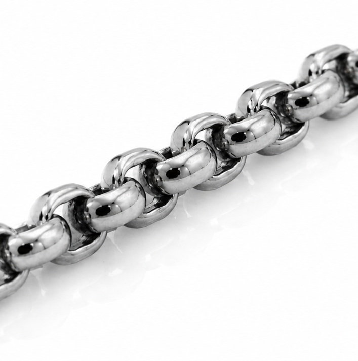Men’s Large Belcher Link Bracelet – Polished Stainless Steel