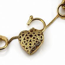 Solid 9ct Yellow Gold Prince of Wales Bracelet with Filigree Heart Padlock – 19.5g