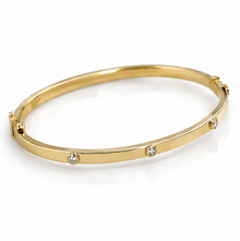 9ct Yellow Gold CZ Set Hinged Bangle