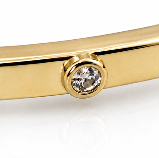 9ct Yellow Gold CZ Set Hinged Bangle