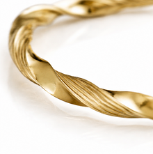 9ct Yellow Gold Sculpted Ribbed Twist Spring Bangle
