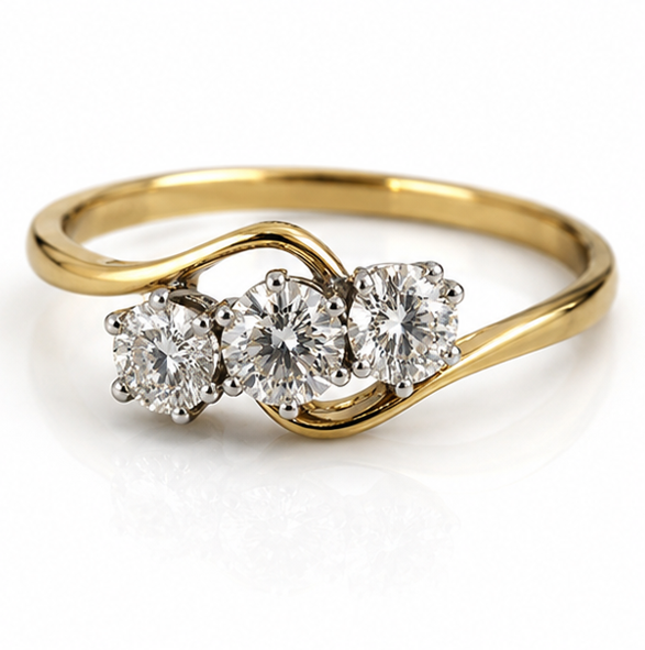 18ct Two-Tone Gold 1.00ct Diamond Swirl Trilogy Engagement Ring