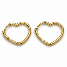 9ct Yellow Gold Open Heart Hoops