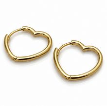 9ct Yellow Gold Open Heart Hoops