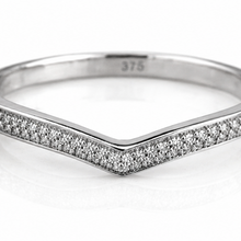 9ct White Gold Micro Diamond V-Shaped Ring – 0.075ct