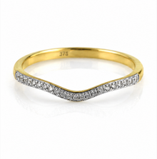 9ct Yellow Gold Diamond Set V-Shaped Ring