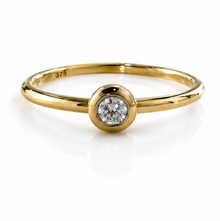 Rounded Bezel Natural Diamond Ring in 9ct Yellow Gold