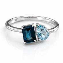 Toi et Moi London & Sky Blue Topaz Ring in 9ct White Gold