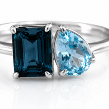 Toi et Moi London & Sky Blue Topaz Ring in 9ct White Gold