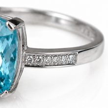 9ct White Gold Cushion-Cut Blue Topaz & Diamond Statement Ring