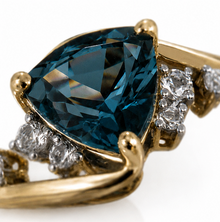 9ct Gold Trillion-Cut London Blue Topaz Twist Ring