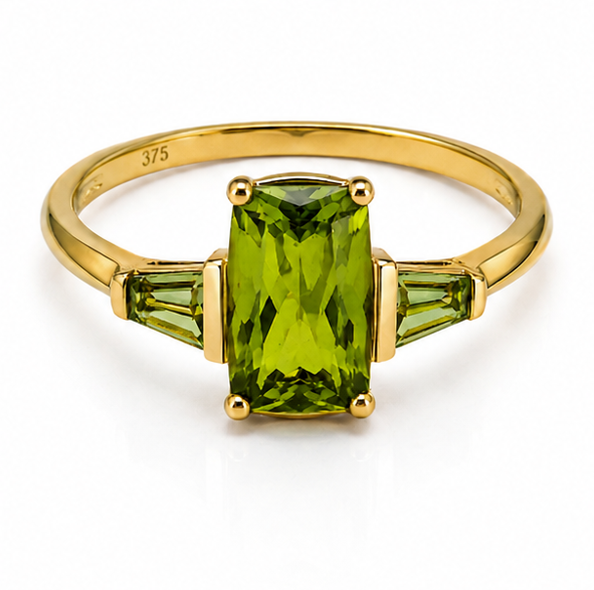 9ct Yellow Gold Trilogy Peridot Ring