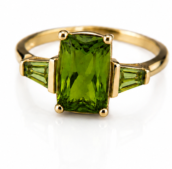 9ct Yellow Gold Trilogy Peridot Ring