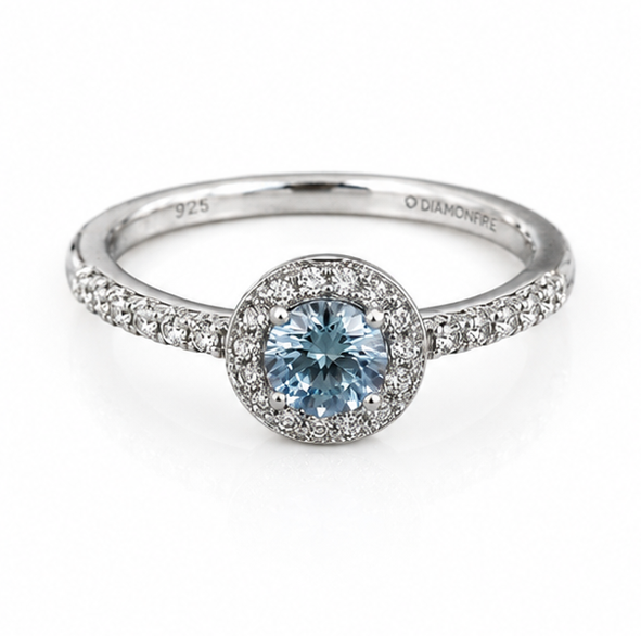 Blue Zirconia Pavé Ring – Sterling Silver
