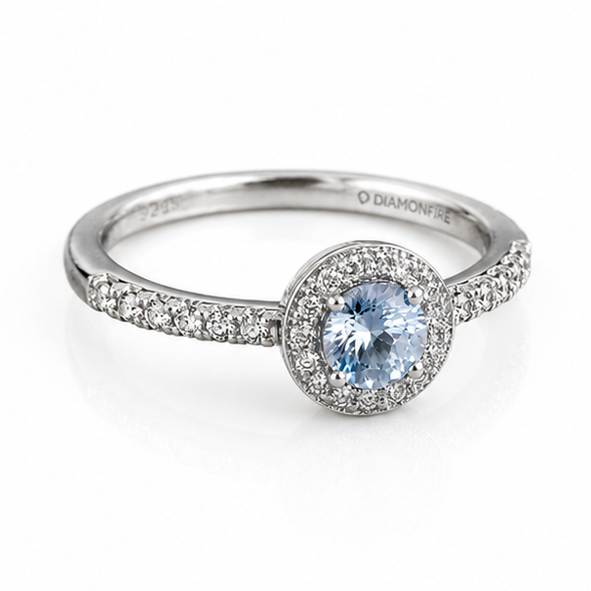 Blue Zirconia Pavé Ring – Sterling Silver