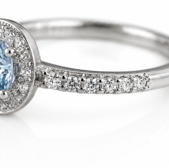 Blue Zirconia Pavé Ring – Sterling Silver