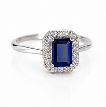 Diamonfire Blue Cubic Zirconia Geometric Halo Ring