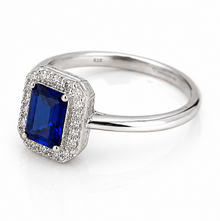 Diamonfire Blue Cubic Zirconia Geometric Halo Ring