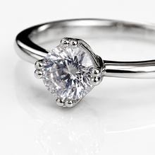 Sterling Silver Double Claw Solitaire Ring with DiamondFire® CZ
