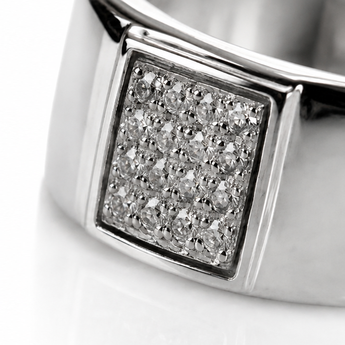 Sterling Silver Wide Band Cubic Zirconia Men’s Ring