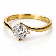 Sterling Silver Yellow Gold Plated Cubic Zirconia Solitaire Ring