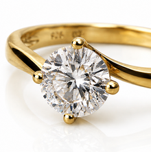 Sterling Silver Yellow Gold Plated Cubic Zirconia Solitaire Ring
