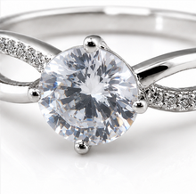 Sterling Silver Cubic Zirconia Crossover Solitaire Ring