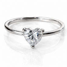 Sterling Silver Cubic Zirconia Solitaire Heart Ring