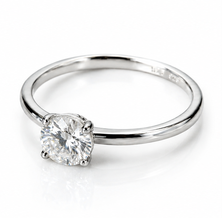 Sterling Silver Moissanite Solitaire Ring – 1.00ct Diamond Equivalent