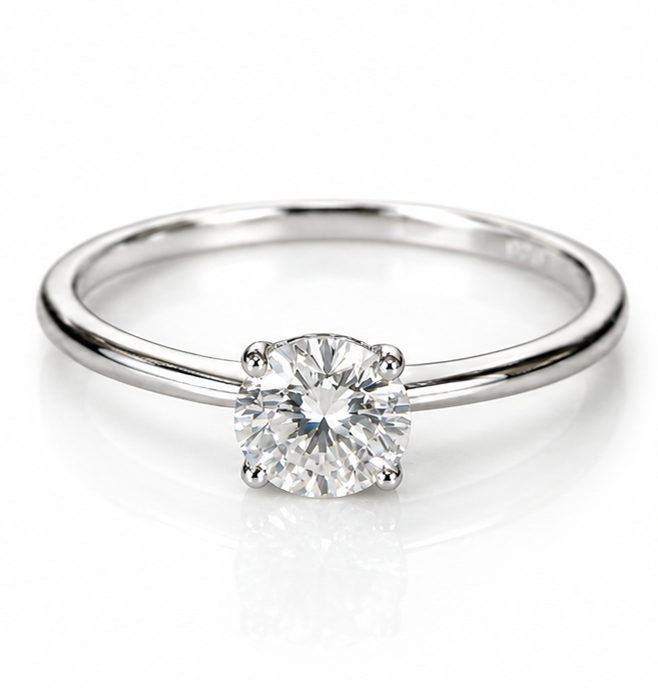 Sterling Silver Moissanite Solitaire Ring – 1.00ct Diamond Equivalent