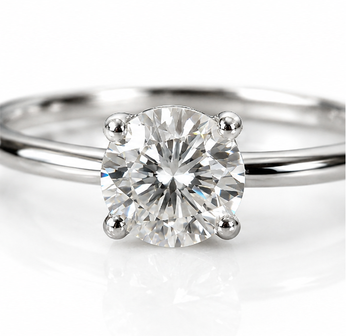 Sterling Silver Moissanite Solitaire Ring – 1.00ct Diamond Equivalent