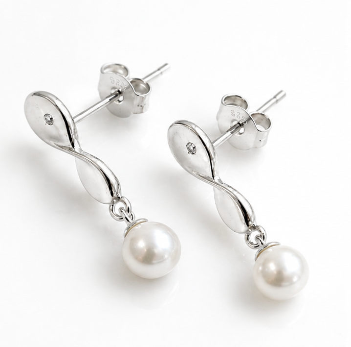 Sterling Silver Twisted Pear Drop Earrings