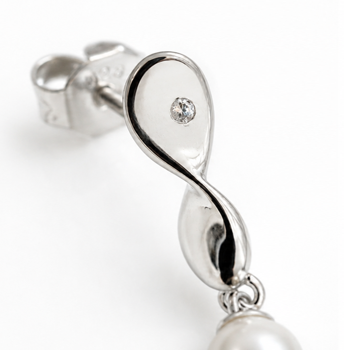 Sterling Silver Twisted Pear Drop Earrings