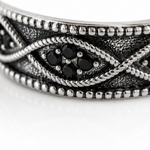 Sterling Silver Black Cubic Zirconia Wave Band Ring.