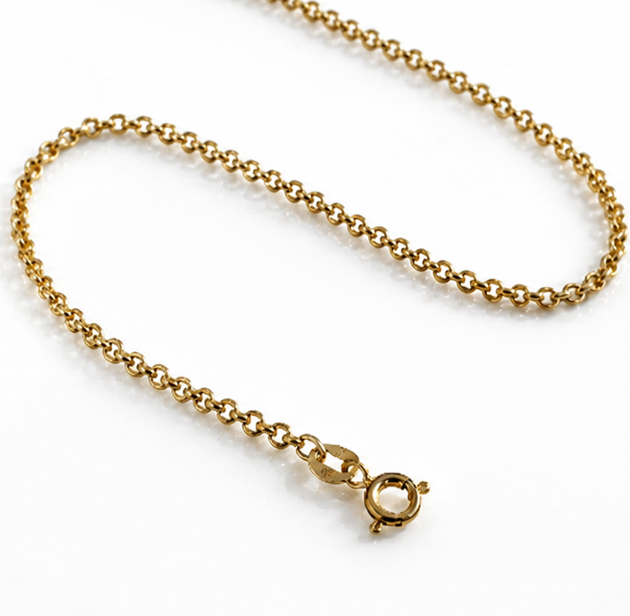 9ct Yellow Gold Round Belcher Chain 2.25mm - Multiple lengths available