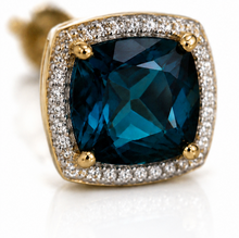 London Blue Topaz & Diamond Earrings in 9ct Gold.