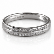 Platinum Diamond Wedding Band-Double Row Natural Diamonds