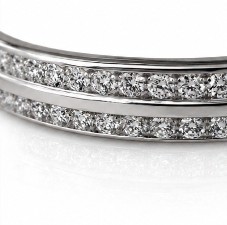Platinum Diamond Wedding Band-Double Row Natural Diamonds