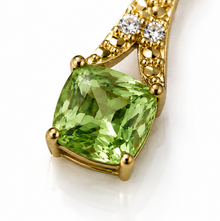 9ct Yellow Gold Green Sapphire & Diamond Drop Pendant