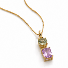 9ct Yellow Gold Toi et Moi Quartz & Amethyst Pendant Necklace. (With chain)