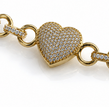 9ct Yellow Gold CZ Heart Belcher Bracelet – 6.5“