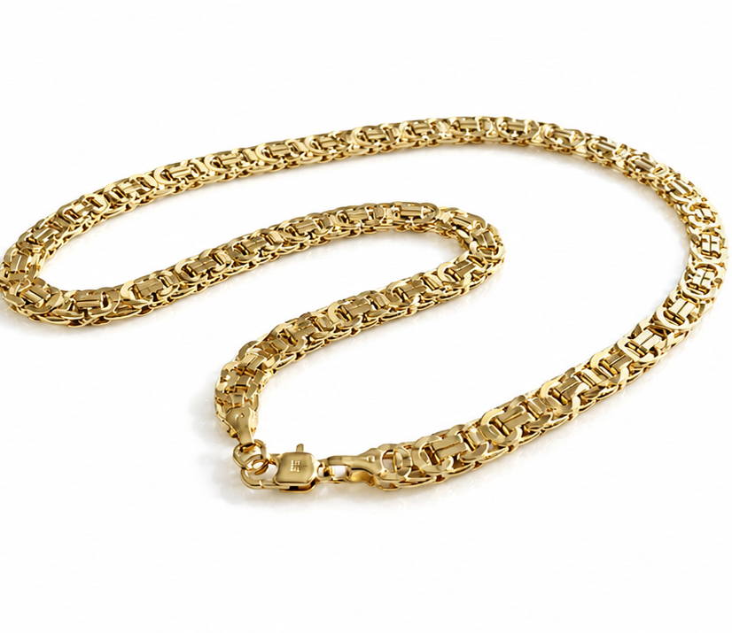 9ct Yellow Gold Flat Byzantine Chain Necklace – 22”
