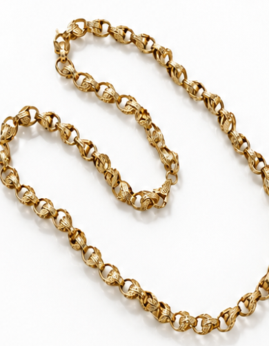 9ct Yellow Gold Tulip Link Chain Necklace – Medium Plain Finish