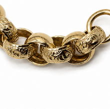 9ct Yellow Gold Engraved & Plain Belcher Bracelet